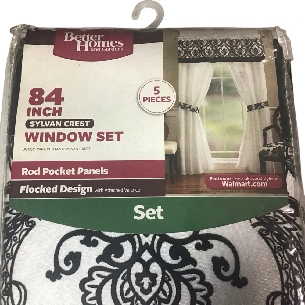 Better Homes Set Window Curtains Drapes 5 Pieces 84 in Rod Pocket Sylvan Crest